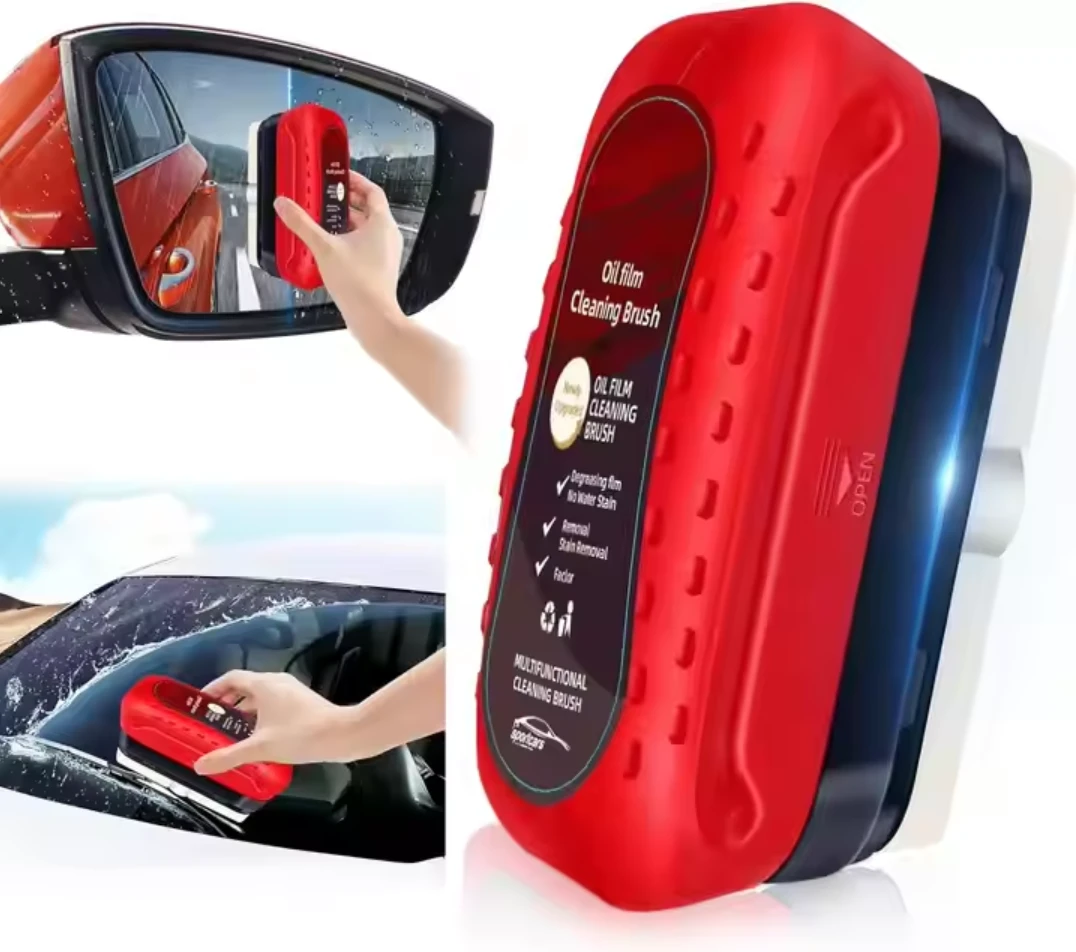 Automotive Oil Film Cleaning Brush - Powerful Windshield Cleaner & Oil Film Remover,120ml Car Glass Oil Film Water Stain Removal, Auto Windshield Glass Oil Film Cleaner (1PC)
